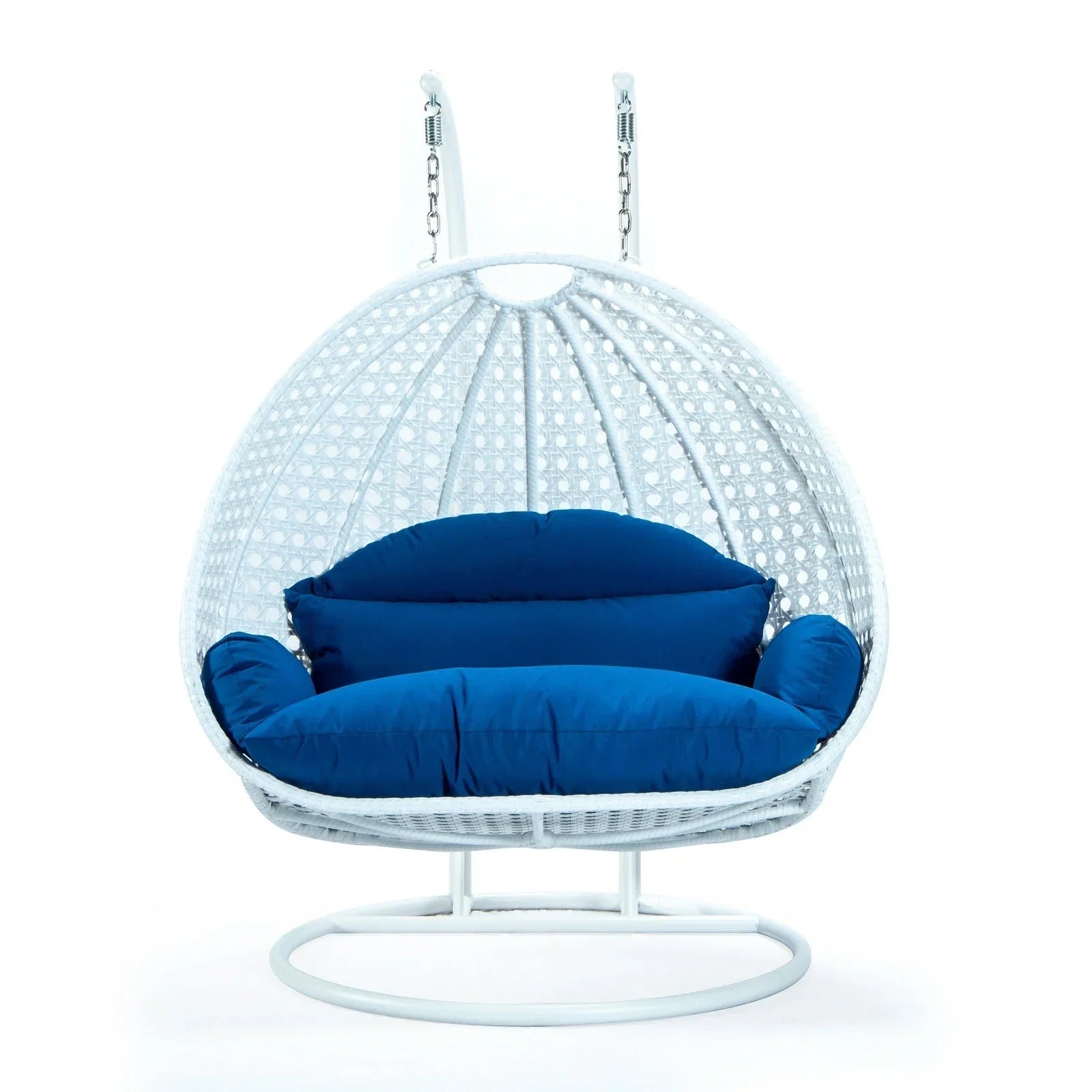 Modern White Wicker Hanging Double Seater Egg Swing Chair - Elax Furniture