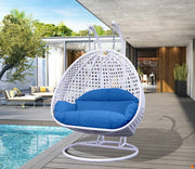 Modern White Wicker Hanging Double Seater Egg Swing Chair - Elax Furniture