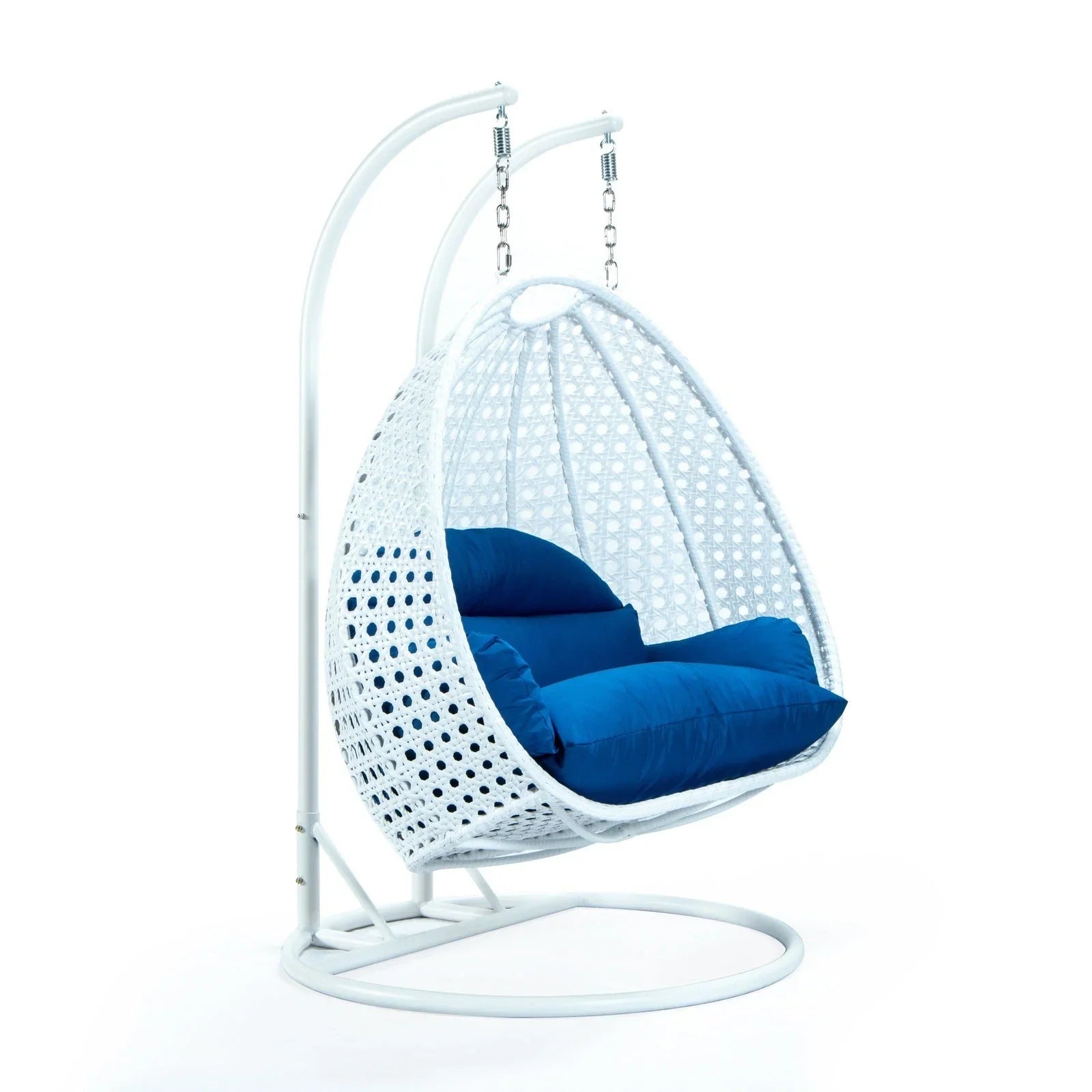 Modern White Wicker Hanging Double Seater Egg Swing Chair - Elax Furniture