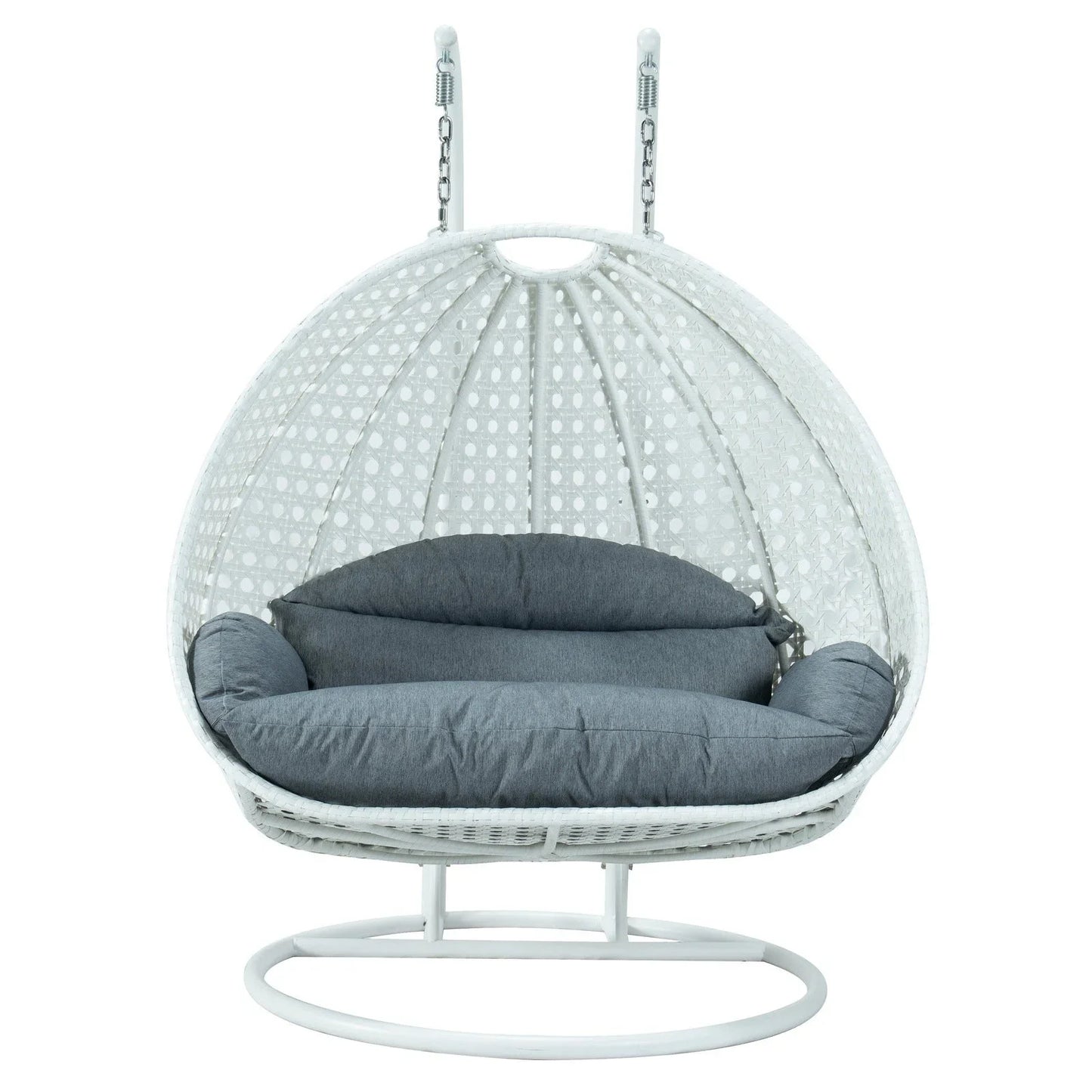 Modern White Wicker Hanging Double Seater Egg Swing Chair - Elax Furniture