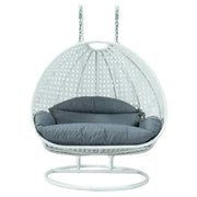Modern White Wicker Hanging Double Seater Egg Swing Chair - Elax Furniture