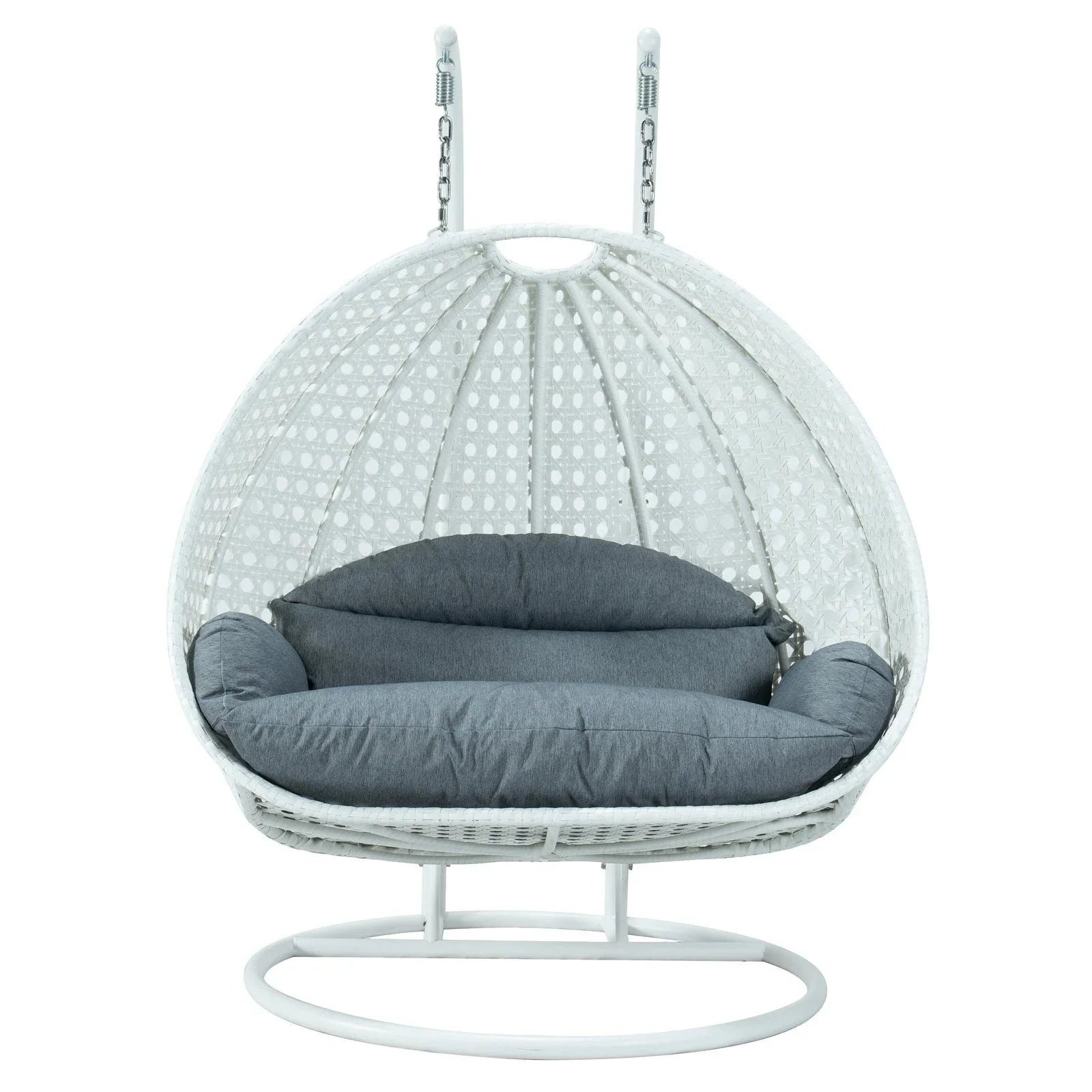 Modern White Wicker Hanging Double Seater Egg Swing Chair - Elax Furniture
