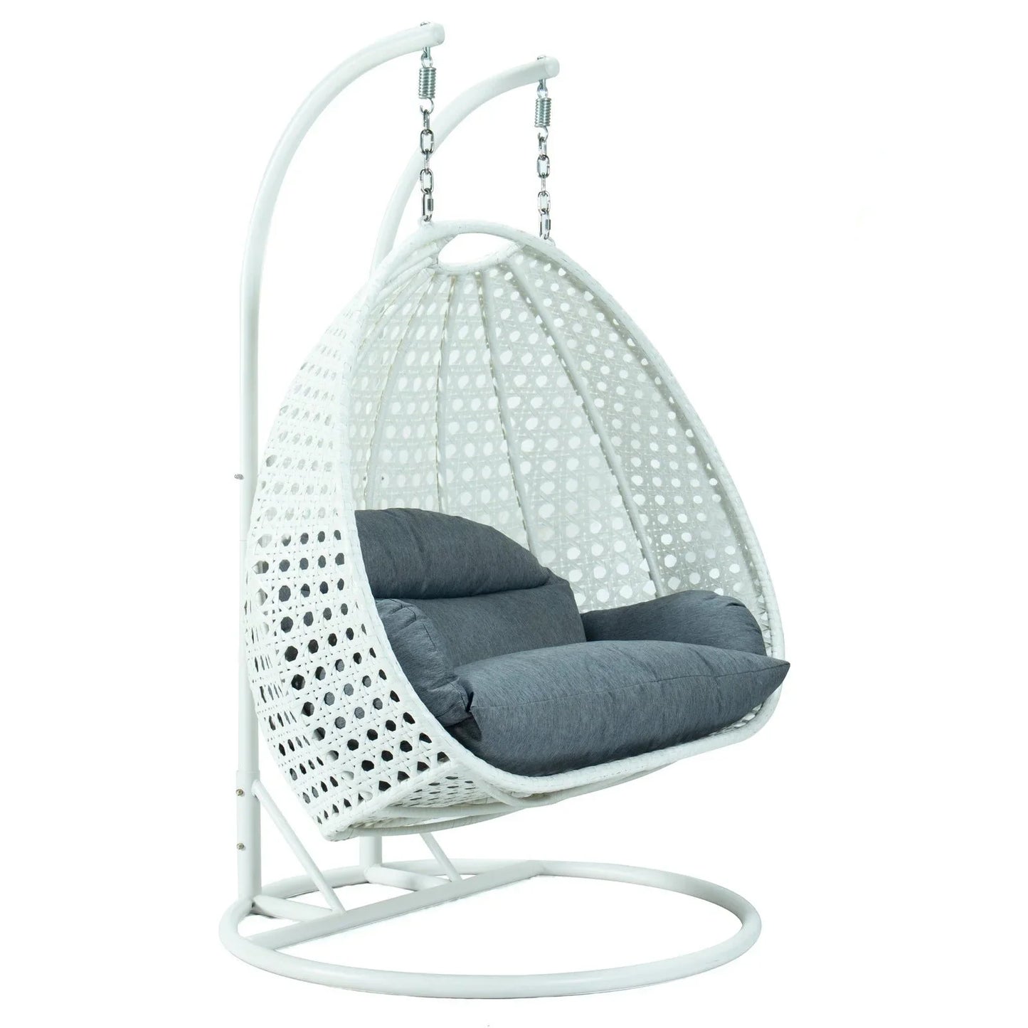 Modern White Wicker Hanging Double Seater Egg Swing Chair - Elax Furniture