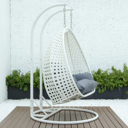 Modern White Wicker Hanging Double Seater Egg Swing Chair - Elax Furniture