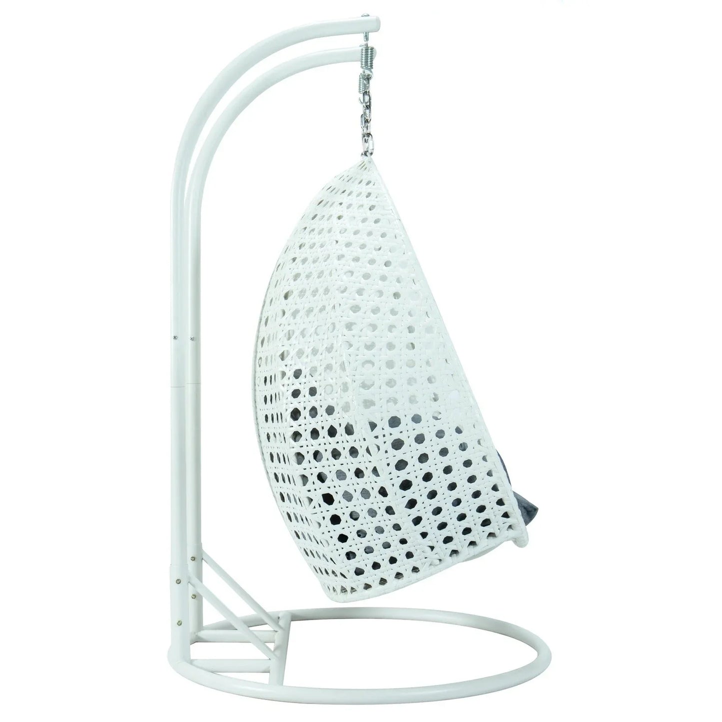Modern White Wicker Hanging Double Seater Egg Swing Chair - Elax Furniture