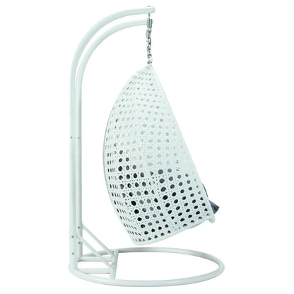 Modern White Wicker Hanging Double Seater Egg Swing Chair - Elax Furniture