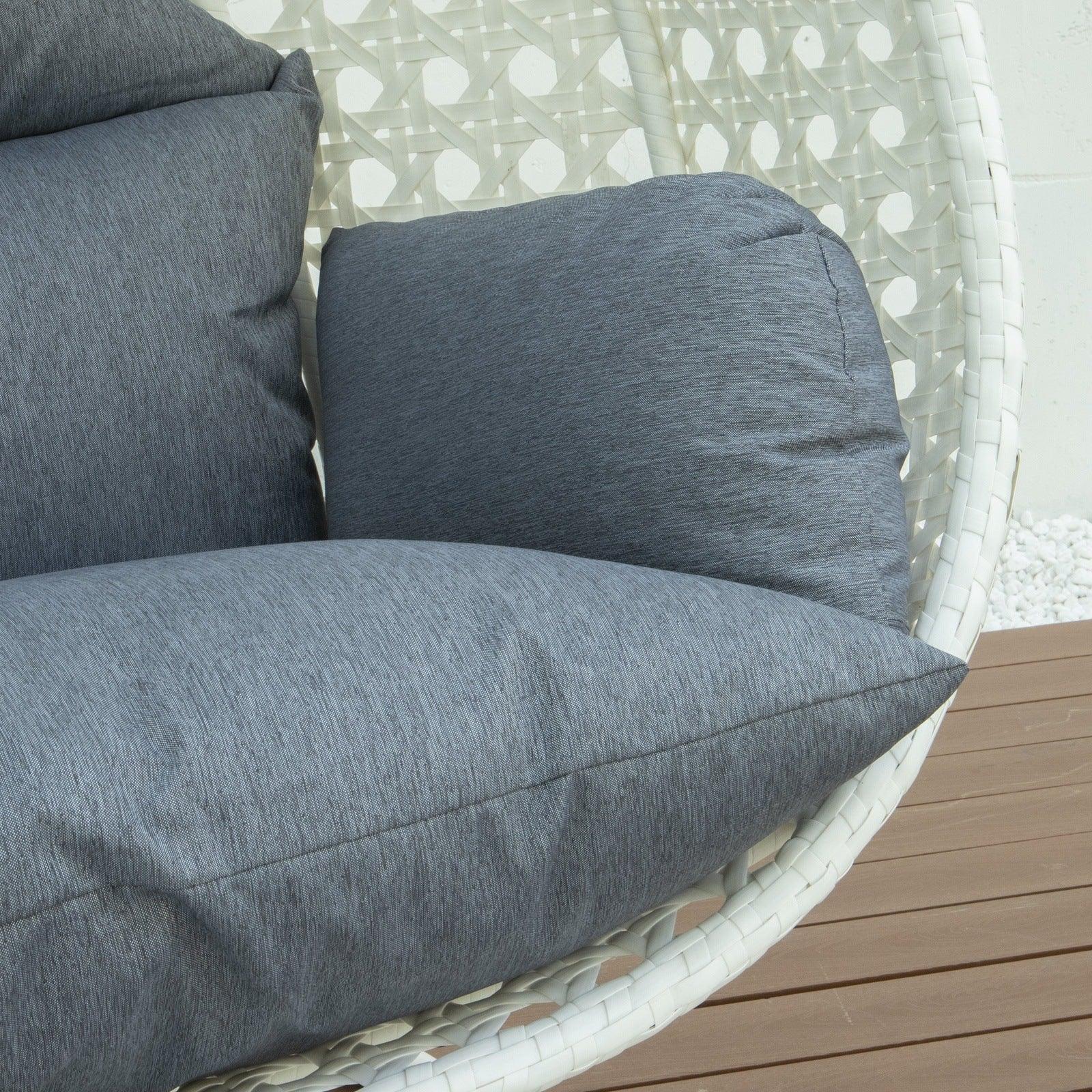 Modern White Wicker Hanging Double Seater Egg Swing Chair - Elax Furniture