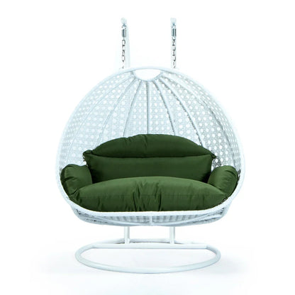 Modern White Wicker Hanging Double Seater Egg Swing Chair - Elax Furniture