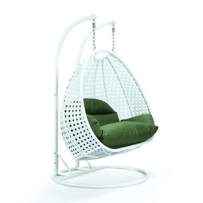 Modern White Wicker Hanging Double Seater Egg Swing Chair - Elax Furniture
