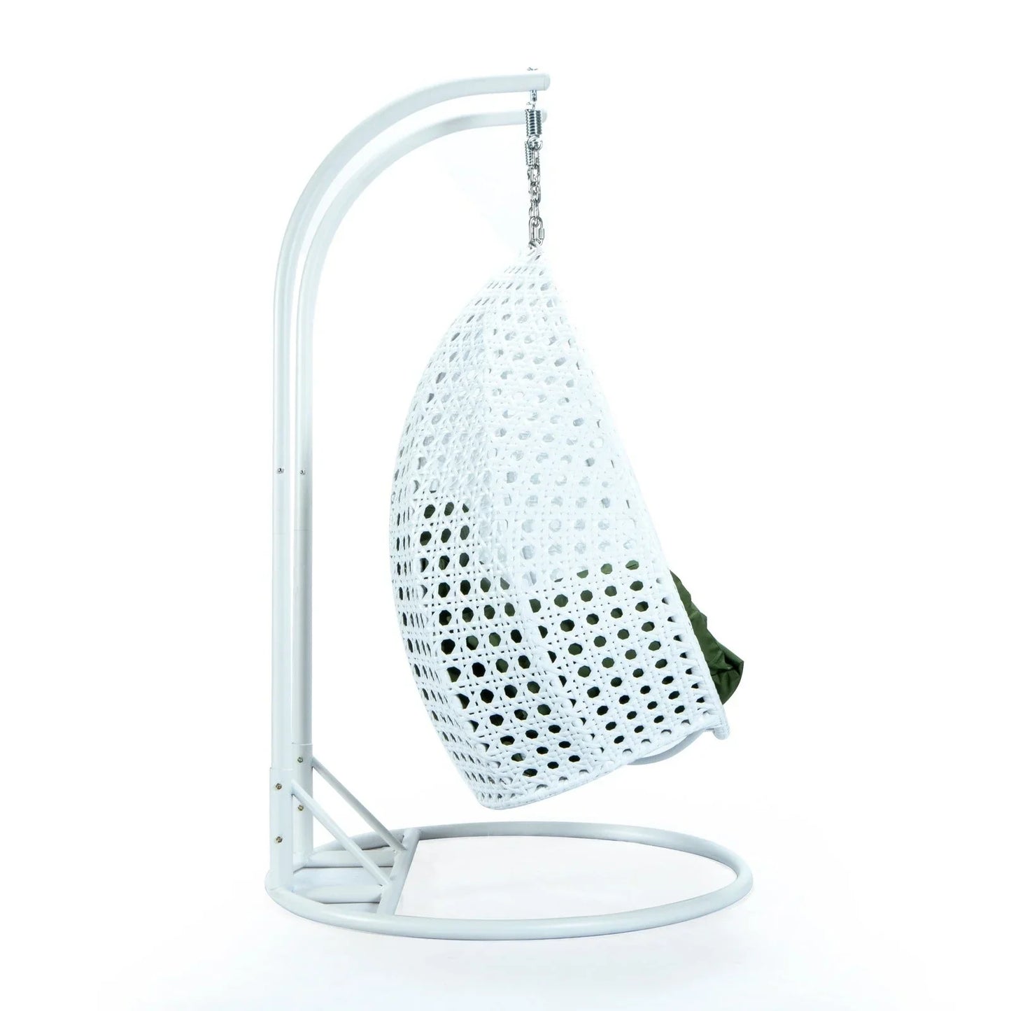 Modern White Wicker Hanging Double Seater Egg Swing Chair - Elax Furniture