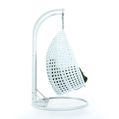 Modern White Wicker Hanging Double Seater Egg Swing Chair - Elax Furniture