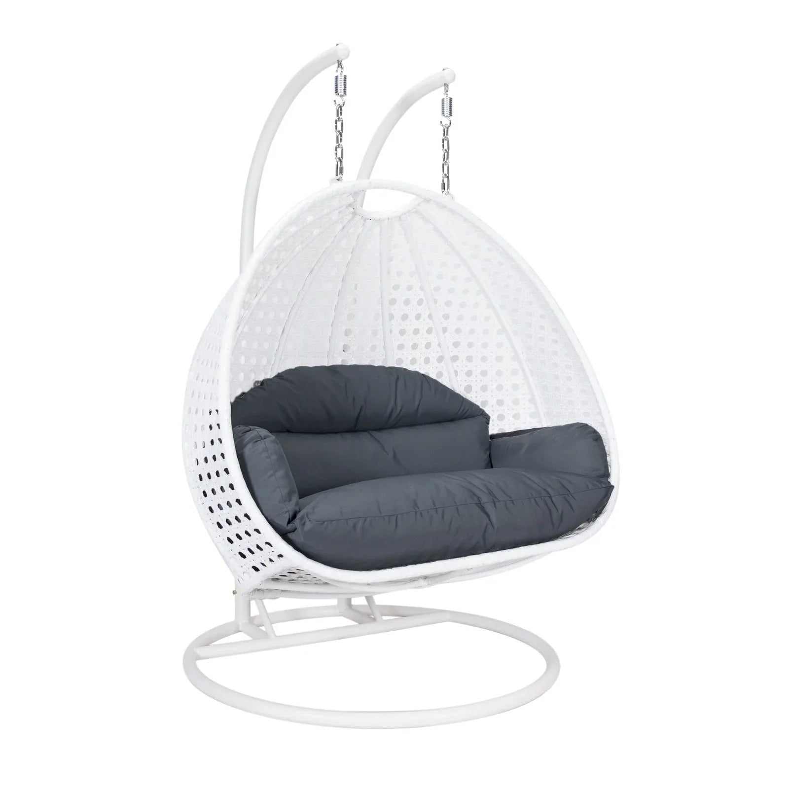 Modern White Wicker Hanging Double Seater Egg Swing Chair - Elax Furniture