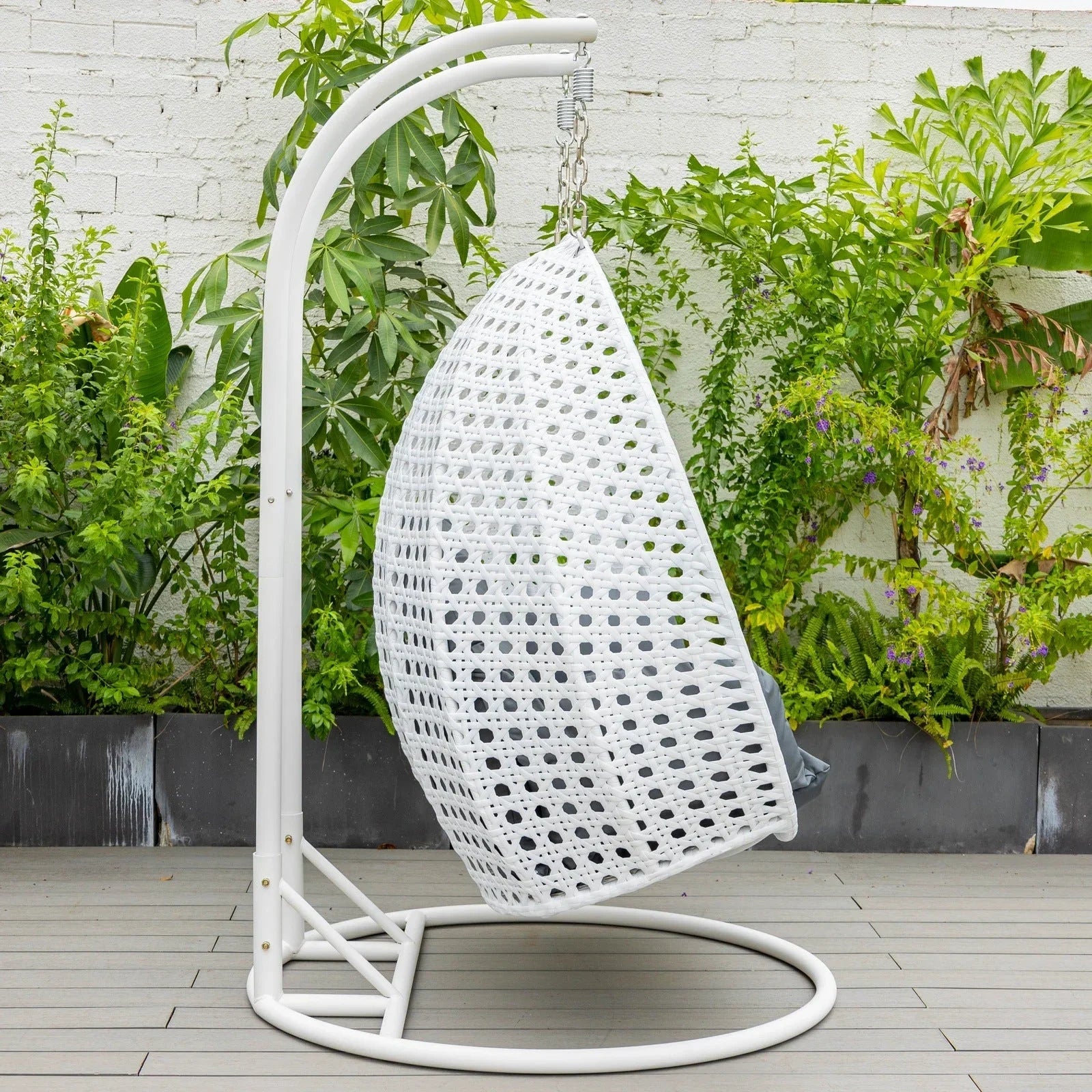 Modern White Wicker Hanging Double Seater Egg Swing Chair - Elax Furniture