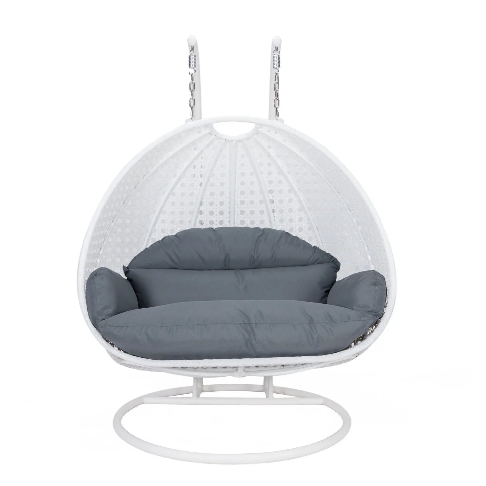 Modern White Wicker Hanging Double Seater Egg Swing Chair - Elax Furniture