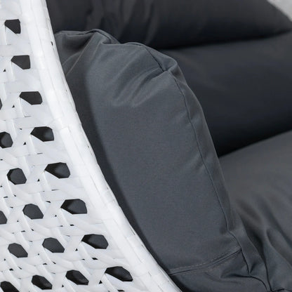 Modern White Wicker Hanging Double Seater Egg Swing Chair - Elax Furniture