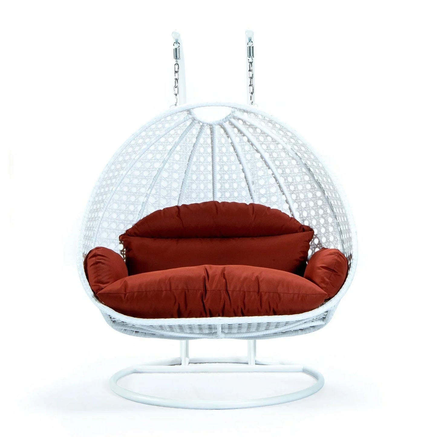 Modern White Wicker Hanging Double Seater Egg Swing Chair - Elax Furniture