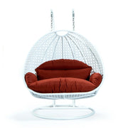 Modern White Wicker Hanging Double Seater Egg Swing Chair - Elax Furniture