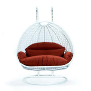 Modern White Wicker Hanging Double Seater Egg Swing Chair - Elax Furniture