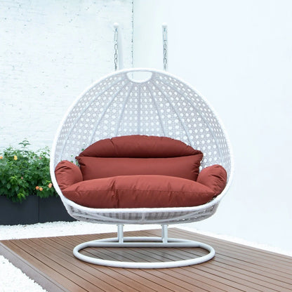 Modern White Wicker Hanging Double Seater Egg Swing Chair - Elax Furniture