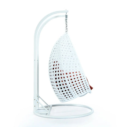 Modern White Wicker Hanging Double Seater Egg Swing Chair - Elax Furniture