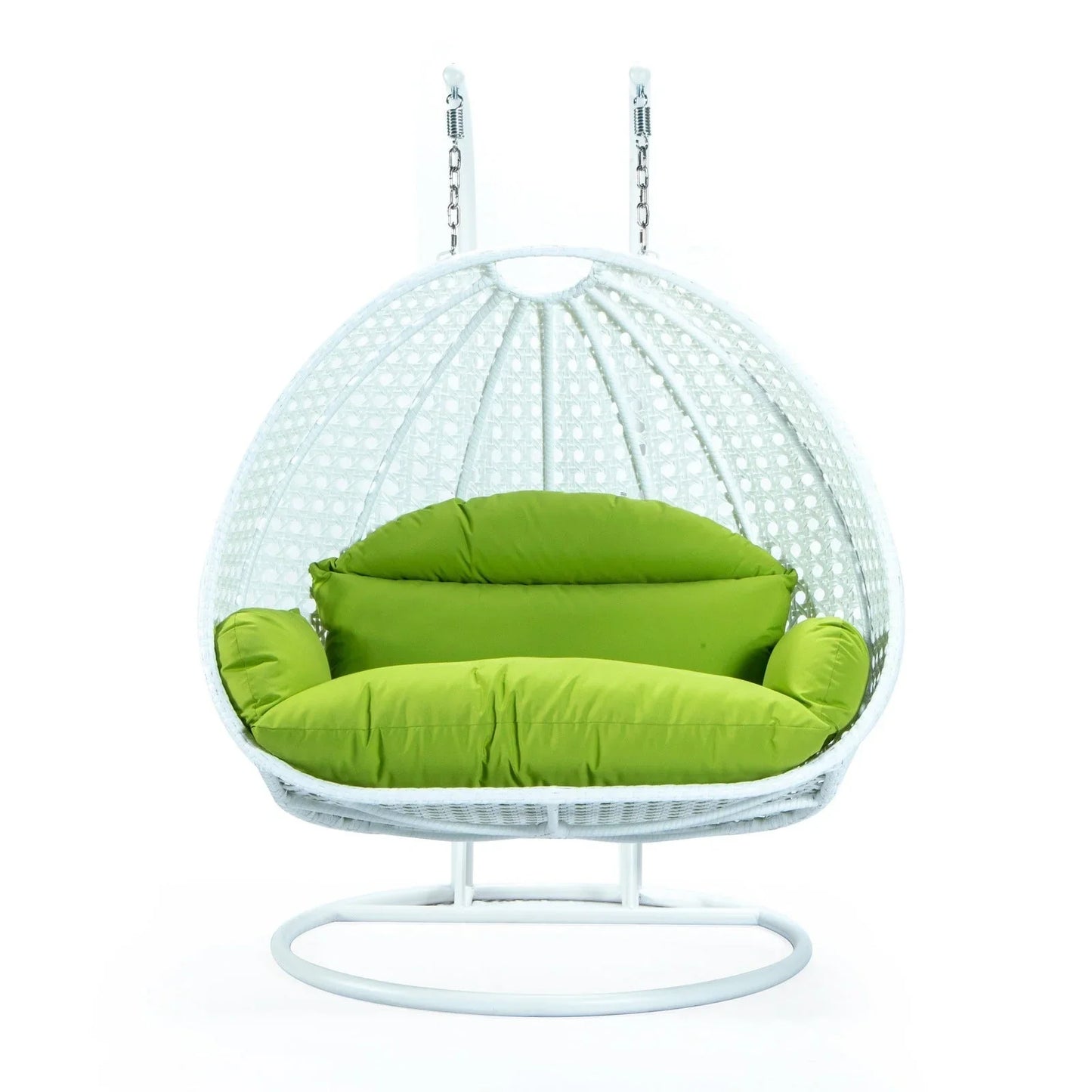 Modern White Wicker Hanging Double Seater Egg Swing Chair - Elax Furniture