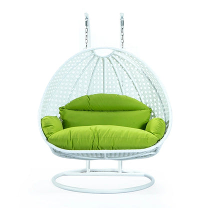 Modern White Wicker Hanging Double Seater Egg Swing Chair - Elax Furniture