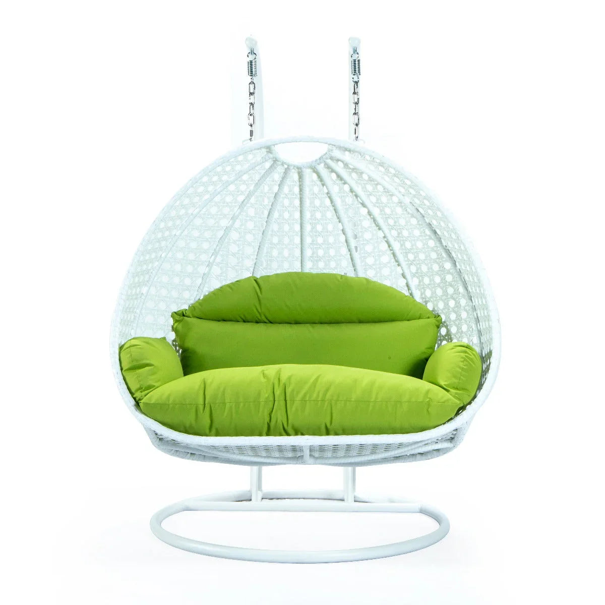 Modern White Wicker Hanging Double Seater Egg Swing Chair - Elax Furniture
