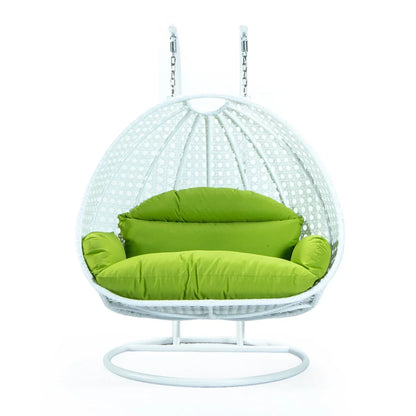 Modern White Wicker Hanging Double Seater Egg Swing Chair - Elax Furniture