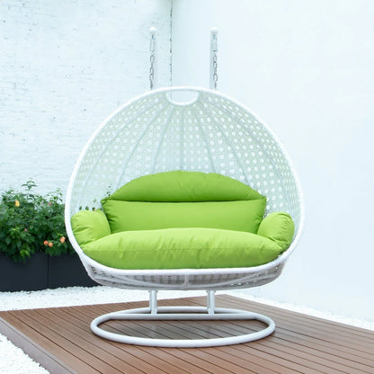 Modern White Wicker Hanging Double Seater Egg Swing Chair - Elax Furniture