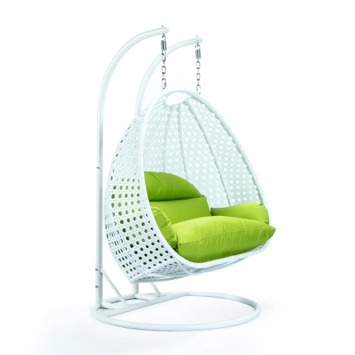 Modern White Wicker Hanging Double Seater Egg Swing Chair - Elax Furniture