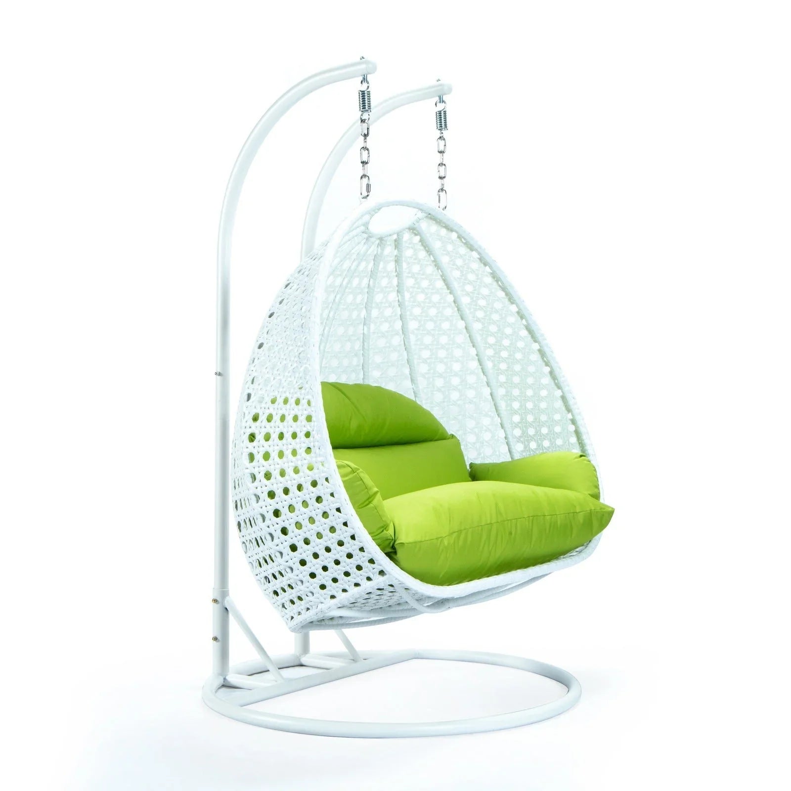 Modern White Wicker Hanging Double Seater Egg Swing Chair - Elax Furniture