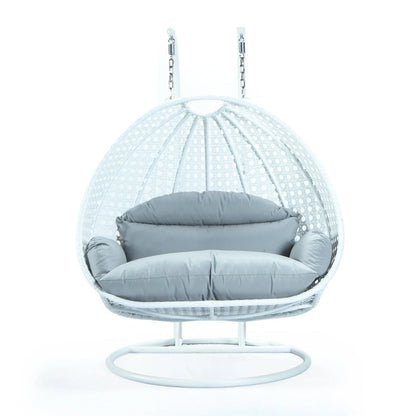 Modern White Wicker Hanging Double Seater Egg Swing Chair - Elax Furniture