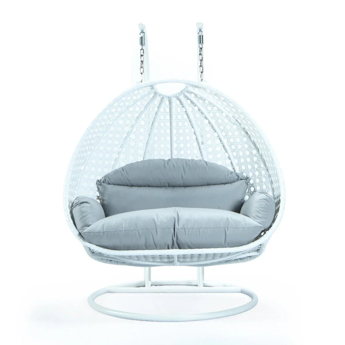 Modern White Wicker Hanging Double Seater Egg Swing Chair - Elax Furniture