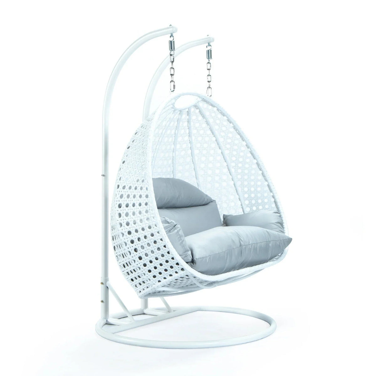 Modern White Wicker Hanging Double Seater Egg Swing Chair - Elax Furniture