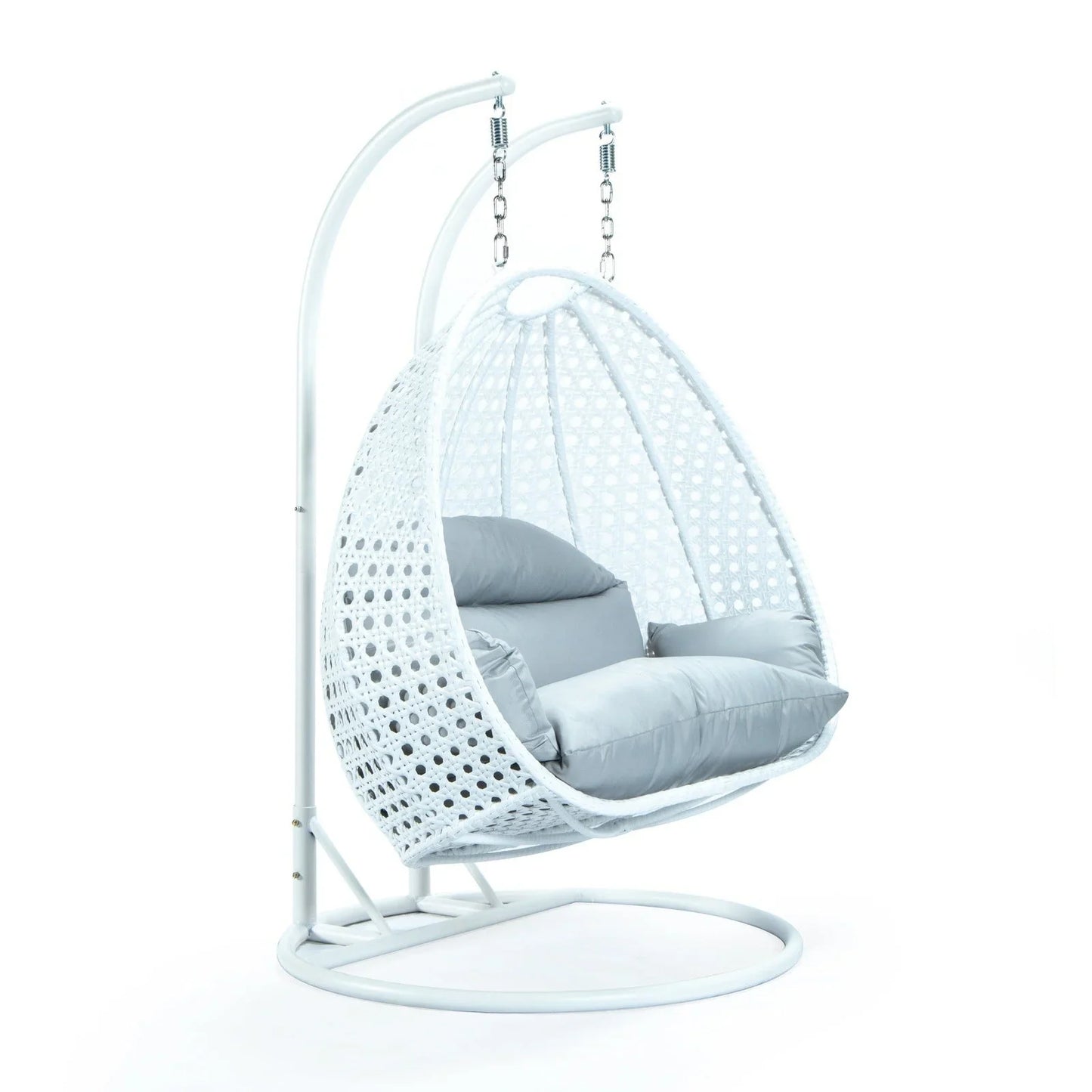Modern White Wicker Hanging Double Seater Egg Swing Chair - Elax Furniture