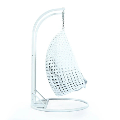 Modern White Wicker Hanging Double Seater Egg Swing Chair - Elax Furniture