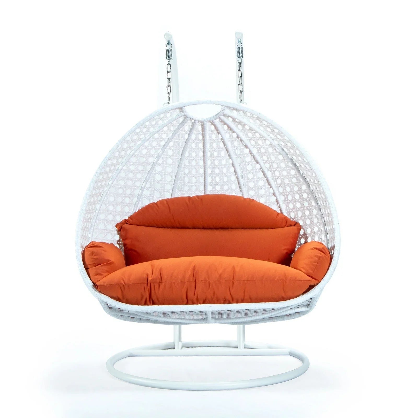 Modern White Wicker Hanging Double Seater Egg Swing Chair - Elax Furniture