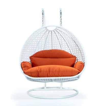 Modern White Wicker Hanging Double Seater Egg Swing Chair - Elax Furniture