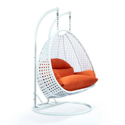 Modern White Wicker Hanging Double Seater Egg Swing Chair - Elax Furniture