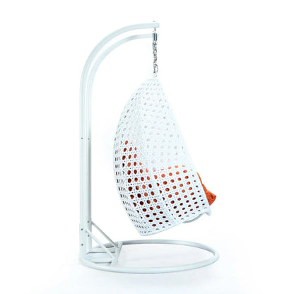 Modern White Wicker Hanging Double Seater Egg Swing Chair - Elax Furniture