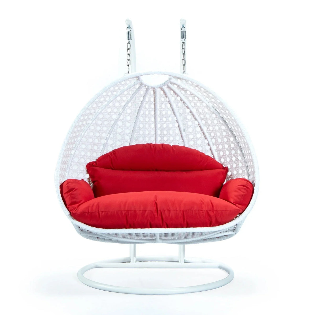 Modern White Wicker Hanging Double Seater Egg Swing Chair - Elax Furniture