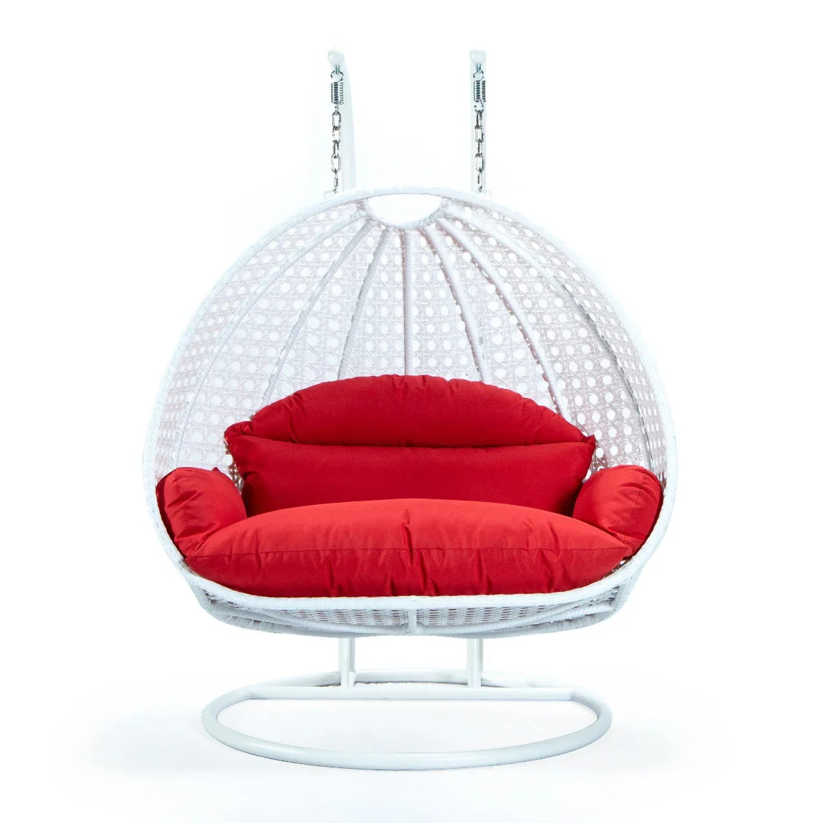 Modern White Wicker Hanging Double Seater Egg Swing Chair - Elax Furniture