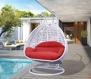Modern White Wicker Hanging Double Seater Egg Swing Chair - Elax Furniture