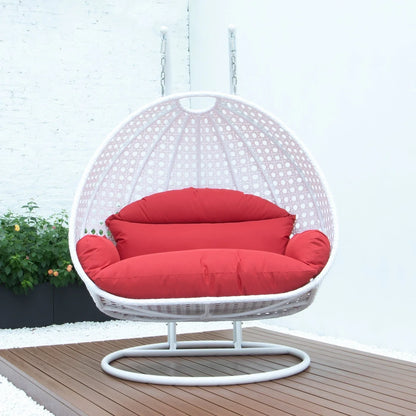 Modern White Wicker Hanging Double Seater Egg Swing Chair - Elax Furniture