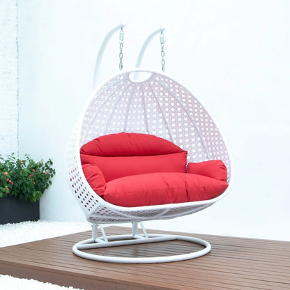 Modern White Wicker Hanging Double Seater Egg Swing Chair - Elax Furniture