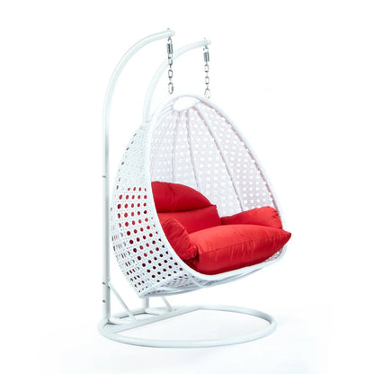 Modern White Wicker Hanging Double Seater Egg Swing Chair - Elax Furniture