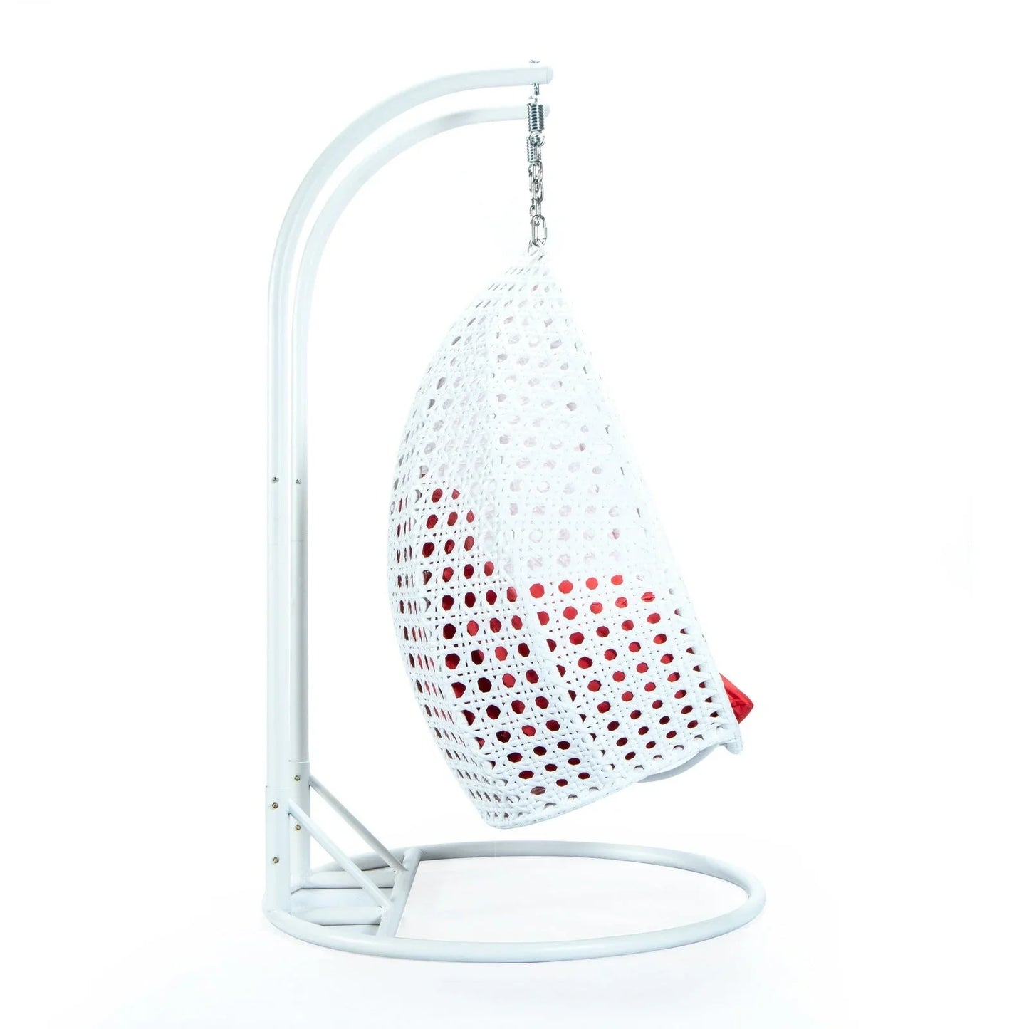 Modern White Wicker Hanging Double Seater Egg Swing Chair - Elax Furniture