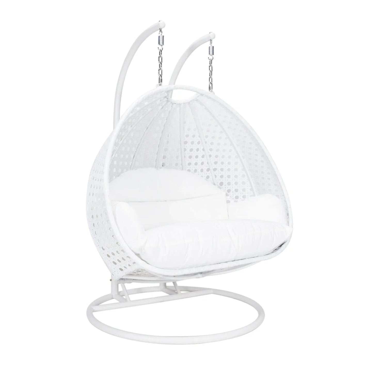 Modern White Wicker Hanging Double Seater Egg Swing Chair - Elax Furniture
