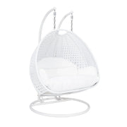 Modern White Wicker Hanging Double Seater Egg Swing Chair - Elax Furniture