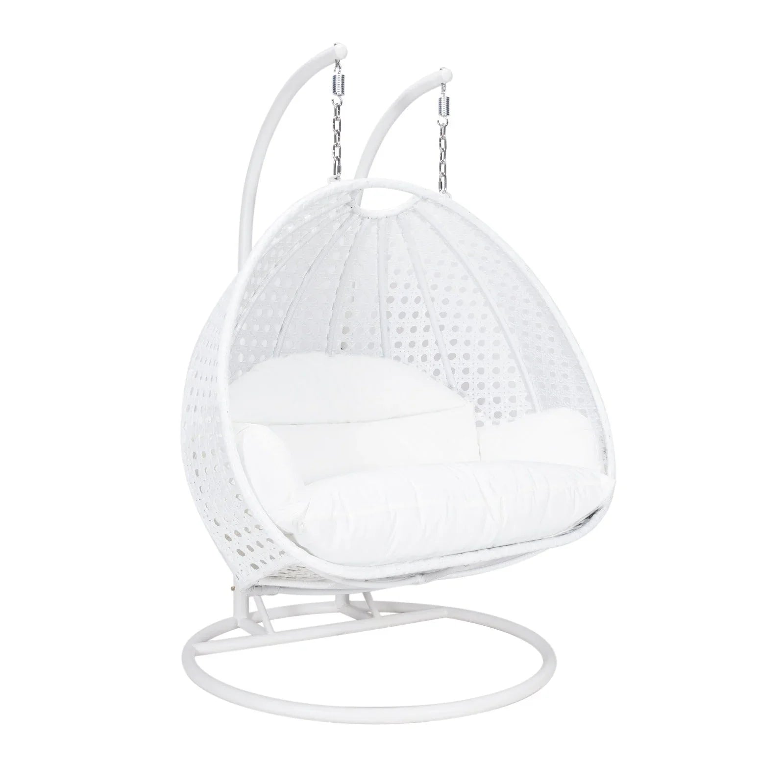Modern White Wicker Hanging Double Seater Egg Swing Chair - Elax Furniture